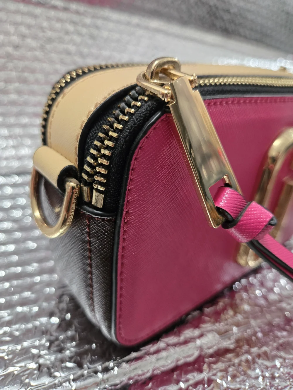 Marc Jacobs Fuchsia Snapshot Double J Crossbody with Gold Hardware